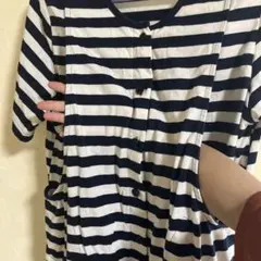 マタニティパジャマ ストライプ ネイビー ホワイト M