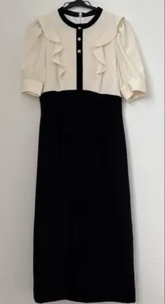 プロポーションボディドレッシング バイカラーラッフルタイトワンピース