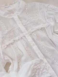 SHEIN XLサイズ ヴィンテージ風 コットンレースブラウス ホワイトのサムネイル
