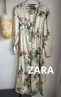 ザラウーマン 花柄 ガウン ロングワンピース XS 羽織 エレガント