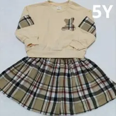 新品＊くま×チェック柄 セットアップ トレーナー＆スカート