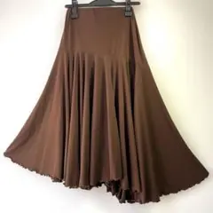 No.4509 S 茶 ブラウン アシンメトリー スカート★社交ダンス