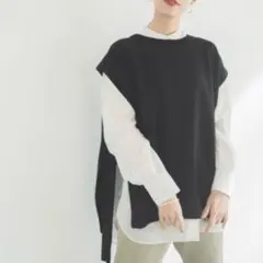 【12/25まで限定価格】 LOWRYS FARM ブラックニットベスト