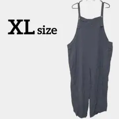 【XL】サロペット グレー オーバーオール ズボン 肩紐調節可能 ポケット付き