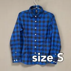 mont-bell 青・黒 チェック 長袖シャツ S