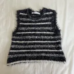 ZARA ニット ベスト ボーダー ラメ
