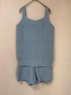 snidel タンクトップショートパンツワンピース　ライトブルー　ニット素材