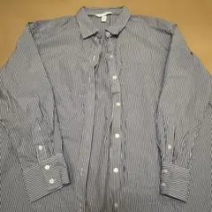 H&M 스트라이프 무늬 긴팔 셔츠 블루 M