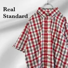 新品✨『リアルスタンダード』シャツ【XL】レッド チェック 半袖 大きい