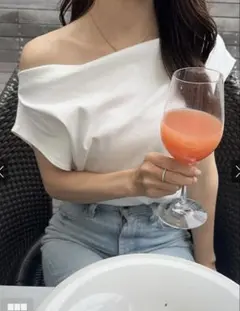 GRLドレープネックフレンチスリーブカットソー[dk1448]