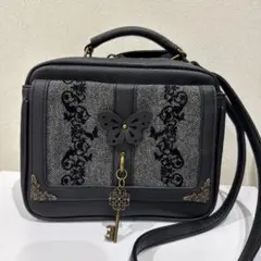 【美品】axes femmeアクシーズファムキー鍵バタフライ蝶ショルダーブラック