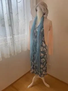 訳アリ5550円♪アーモワールカプリス七分袖青系ジャージーワンピース♪海外のサムネイル