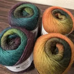 グリーン系グラデーションウールヤーン2色セット