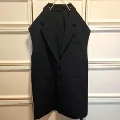 黒 ノーカラーベスト シングルボタン