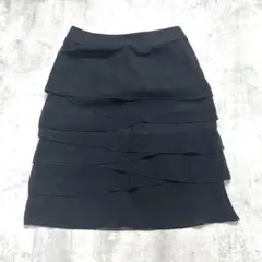 INDIVI スカート ブラック レイヤード風ティアード シンプル　モード