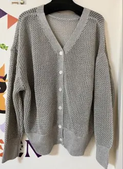 アルページュストーリー　ラメ入りメッシュ長袖カーディガン