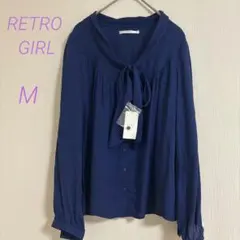 【 新品 】RETRO GIRL タグ付き ボウタイブラウス　ブルートップス　Mのサムネイル