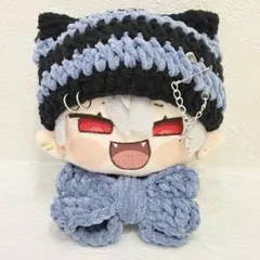 にじまるっと ボーダー猫耳ニット帽 リボンセット y2k