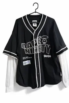 AAPE 9090 コラボ ベースボールシャツ M 黒のサムネイル