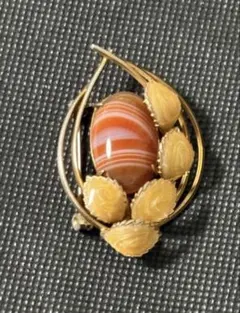ヴィンテージ風ブローチ 瑪瑙？　昭和レトロ