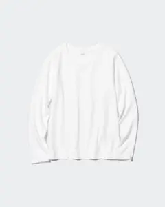 UNIQLO スムースストレッチコットンクルーネック T 長袖＊ホワイト