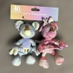 ディズニー40周年　ぬいぐるみバッジ　キーホルダー　ミニー　ミッキー