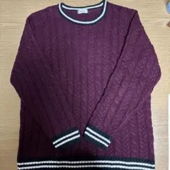 BROWNY えんじ色　ケーブルニットセーター 長袖