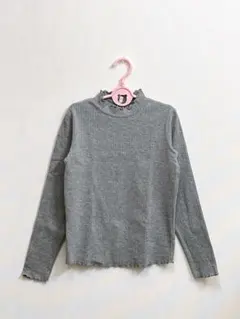 GU リブニットフリルタートルネック 150サイズグレー