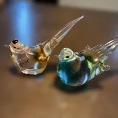 ガラス製 鳥のオブジェ 2体セット - メルカリ
