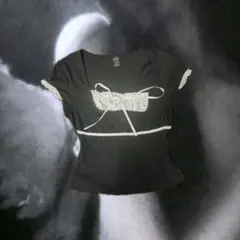 ダークコケット 半袖Tシャツ レース ブラック リボン ゴシック ホラーゲームのサムネイル