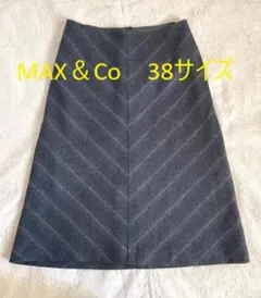 MAX&Co. V字型ストライプ　アンゴラ混Aラインスカート　38size