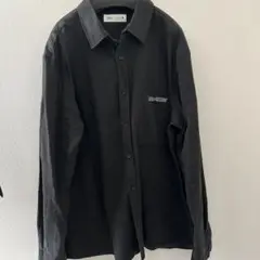 値下げ！ZARA ブラック　ワンポイント長袖シャツ Lサイズ