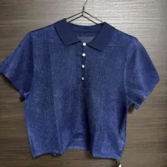 【新品】George's シアーラメポロニット　ネイビーのサムネイル