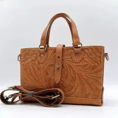 Carving Tribes オールレザー 2wayバッグ ブラウン f554