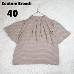 ♥Couture Brooch♥ ボウタイ風チェックブラウス パール付 40のサムネイル