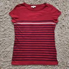 AIGLE 赤 ストライプ 半袖Tシャツ S