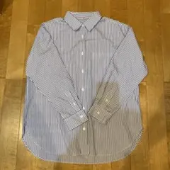 GU ストライプオーバーサイズシャツ(長袖)青と白