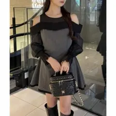 【新品】袖取り外し可能ミニワンピース グレー ナイスクラップ niceclaup