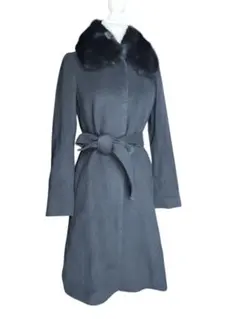 【新品・未使用】丸井 RU 黒 ロングコート フォックスファー 尾州ウール