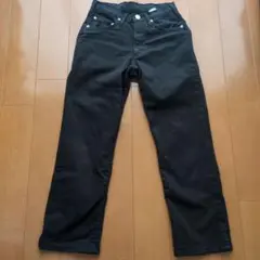 シマロン ストレッチブラックデニムパンツ 七部丈ストレート XS 33/26のサムネイル