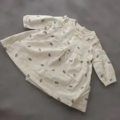 k1009 petit main【70】花柄レース襟付きワンピース