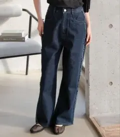 サイドフリンジラインデニムパンツPM美品