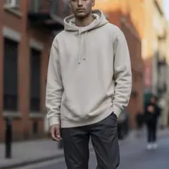 GU パーカー ダブルフェイス ビッグ プルパーカ オーバーサイズ グレージュ