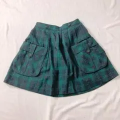 グリーンチェック プリーツミニスカート