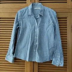 LOWRYS FARM ギンガムチェックシャツ ブルー Mサイズのサムネイル