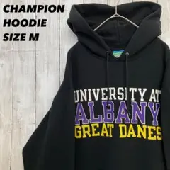 チャンピオン　カレッジ3段プリントスウェットパーカー　黒　サイズM アメリカ古着