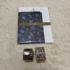 【新品未使用】紫色の花柄レターセットとマスキングテープテープ セット