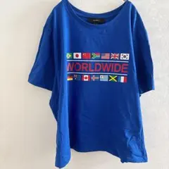 ★Forever21 半袖 クルーネック 国旗 3X 青 ゆったり ビッグサイズ