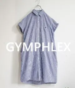 【GYMPHLEX】ジムフレックス ストライプ シャツワンピース ブルーのサムネイル