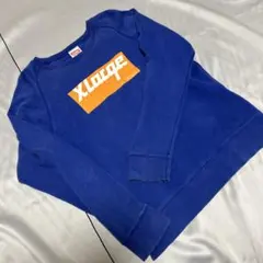 X-LARGE エクストララージ スウェット トレーナー プリント 正面ロゴ 青